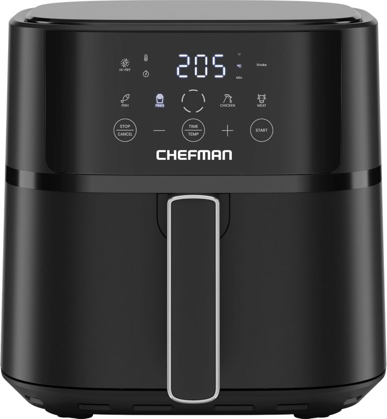 Chefman 5,7L Heißluftfritteuse, schnell & einfach, kompakte Heissluftfritteuse mit Hi-Fry Technologie, Touch Controls mit 4 Voreinstellungen, antihaftbeschichtet & spülmaschinenfest - Schwarz34.99€ statt 64.99€➡️ https://www.amazon.de/dp/B0F24M6GQ2/?tag=preisfehlerheute-21