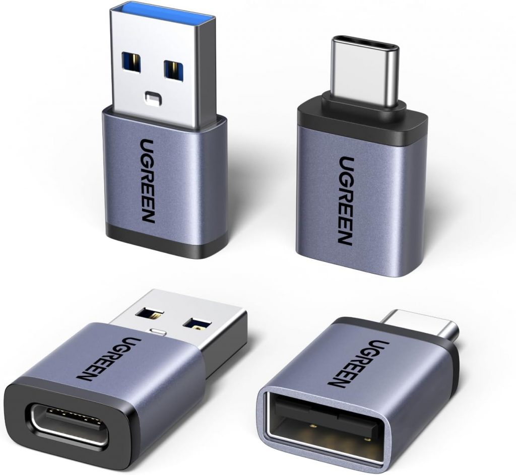 UGREEN USB C Adapter 10Gbps 4 Stück, USB auf Typ C 3.2 Adapter (2 Pack) & Typ C auf A Stecker (2 Pack), USB Adapter Kompatibel mit iPhone 17 Galaxy Laptop MacBook Pro Airpods iPad PC Hub usw
