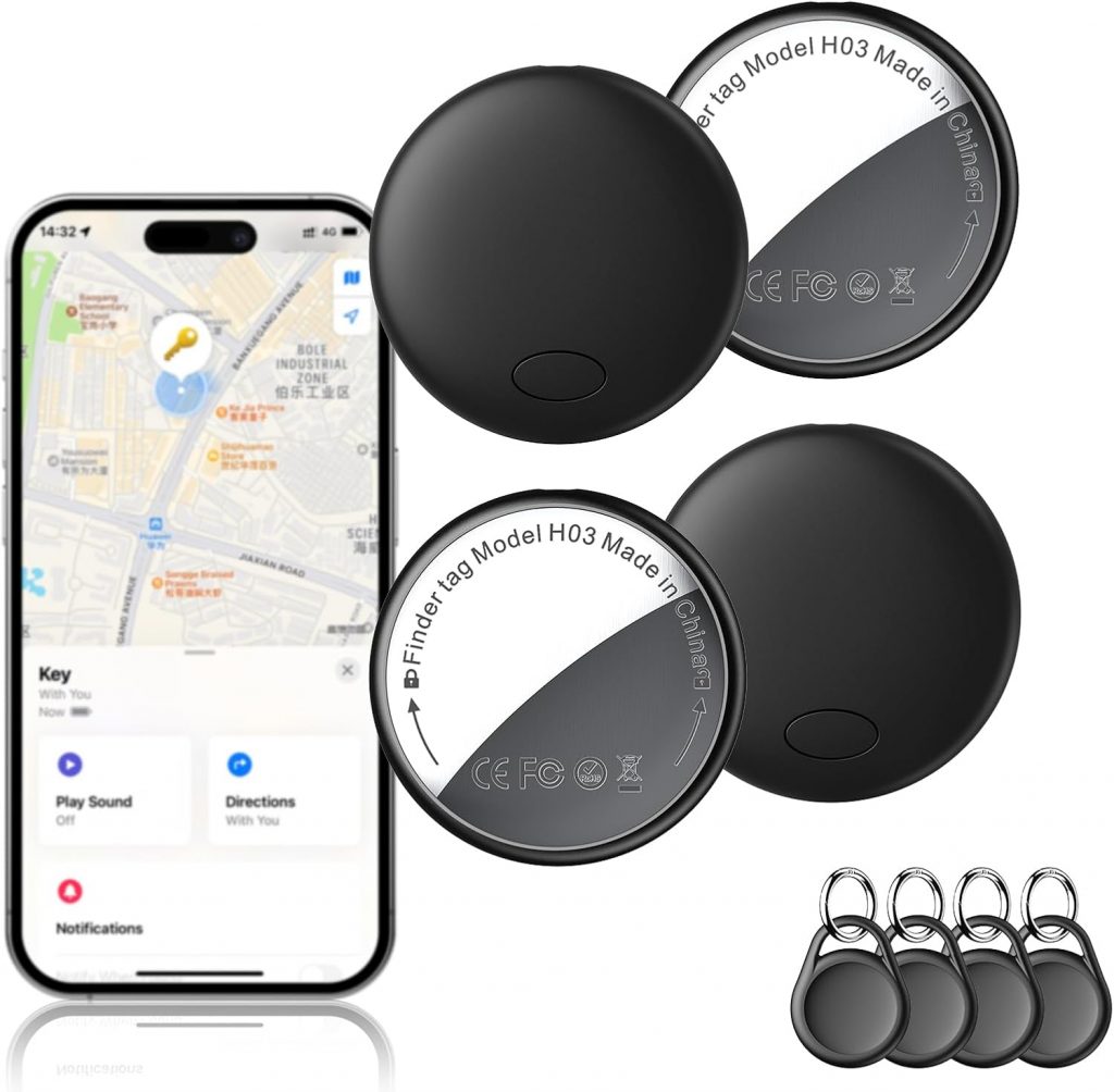 GPS Tracker Tag 4-Pack – Smart Tag Kompatibel mit Apple Wo ist? (iOS NUR) mit Schutzhülle, Wasserdichter…
