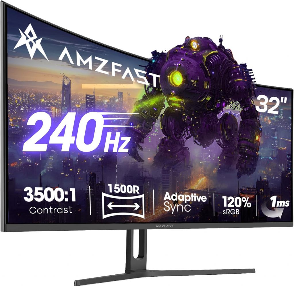 Amzfast 32 Zoll Curved Gaming Monitor (240Hz, 1920×1080, 1ms MPRT, 1500R), Adaptive-Sync, 9 DCI-P3, 12 sRGB, 300cd/m², HDMI 2.0 & DisplayPort 1.4 (AMZG32C3F)159,99€ statt 229,99€➡️ https://www.amazon.de/dp/B0F32R47DR/?tag=preisfehlerheute-21