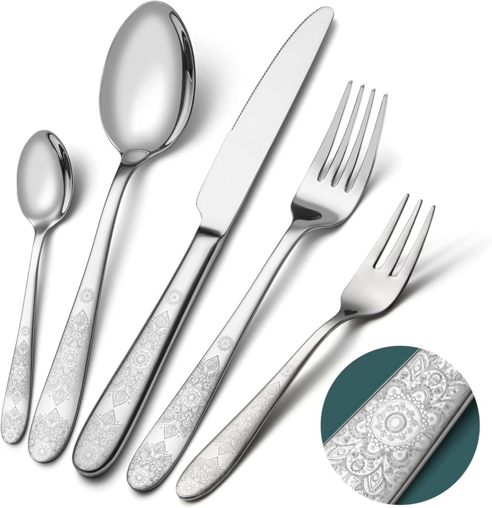 EIUBUIE Besteck Set 12 Personen, 60-teiliges Edelstahl Besteckset mit einzigartigem Musterdesign, Tafelbesteck mit Messer Gabel Löffel, Essbesteck für Haus/Küche, Hochglanzpoliert, Spülmaschinenfest79,99€ statt 89,99€➡️ https://www.amazon.de/dp/B0FNCQTY7X/?tag=preisfehlerheute-21