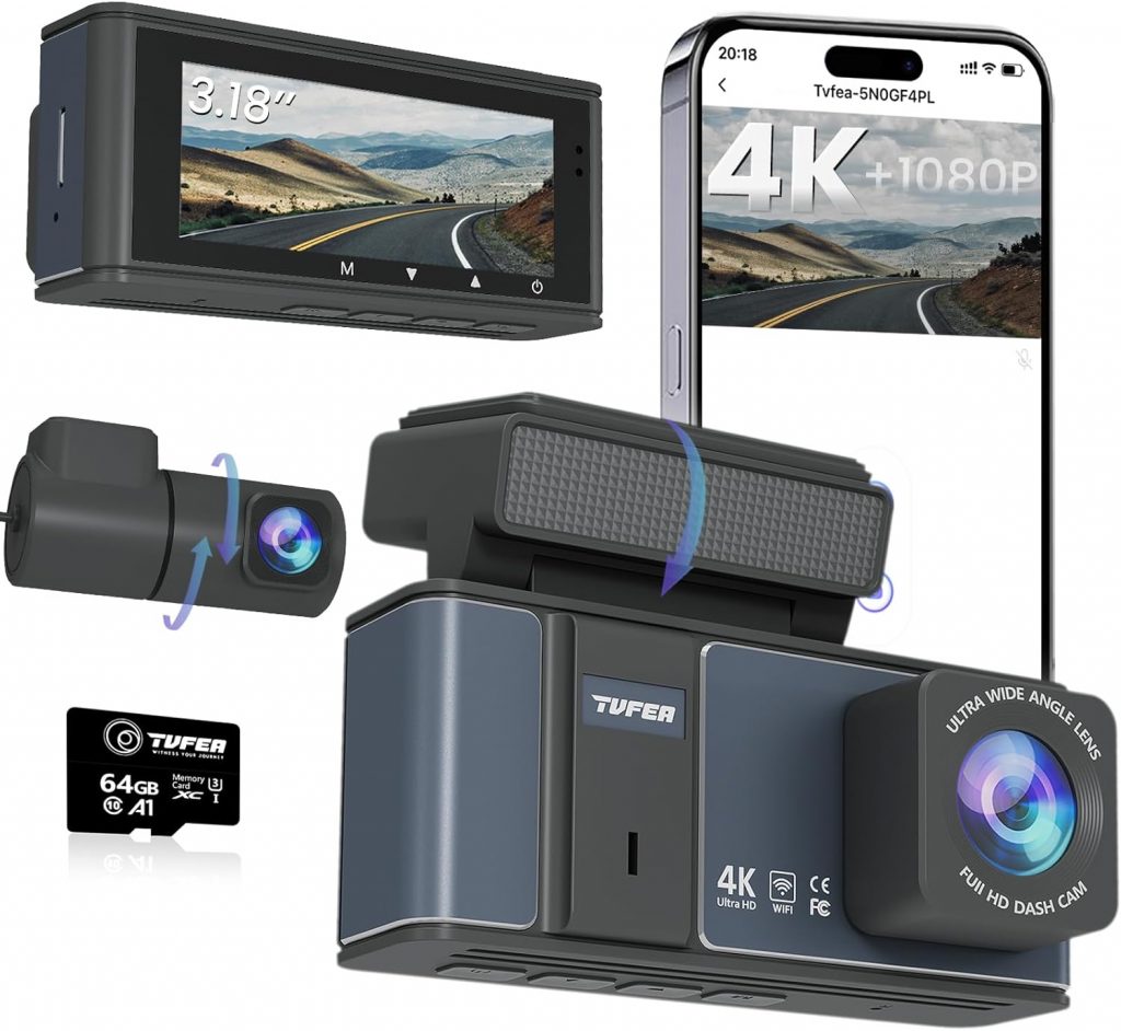 Dashcam Auto Vorne Hinten 4K+1080P mit 3.18 Zoll IPS-Bildschirm,WiFi Dash cam,Dash Cam Auto mit 64GB SD Karte,Auto Kamera Super Nachtsicht,WDR,170° Weitwinkel, G-Sensor, Loop-Aufnahme, APP Steuerung22.99€ statt 89.99€➡️ https://www.amazon.de/dp/B0D2LJPP64/?tag=preisfehlerheute-21