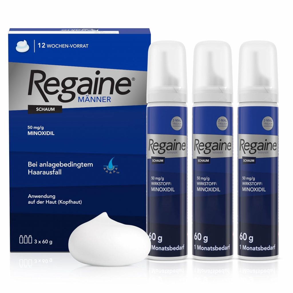 REGAINE Männer Schaum: 3-Monatspackung mit 50 mg/g Minoxidil, stoppt erblich bedingten Haarausfall bei Männern und regt das Haarwachstum an, 3 x 60 g42,50€ statt 50,00€➡️ https://www.amazon.de/dp/B00CFCUJ5W/?tag=preisfehlerheute-21