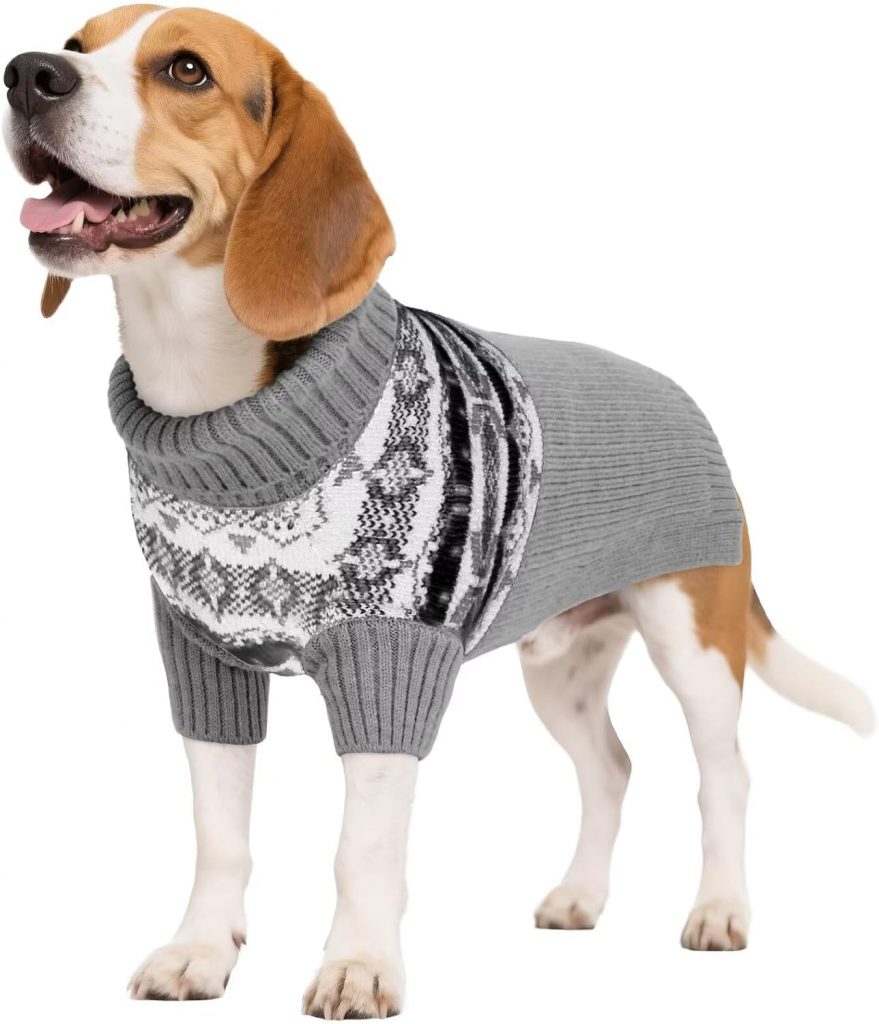 IECOii Sweater Für Hunde,Schildkrötenhals Hundepullover Für Halloween Weihnachts, Hundepulli,Hunde Pullover Mädchen Junge,Warm Pullover FürHunde,Weich Hundeshirt,Hundepullover Baumwolle,Grau,2XL