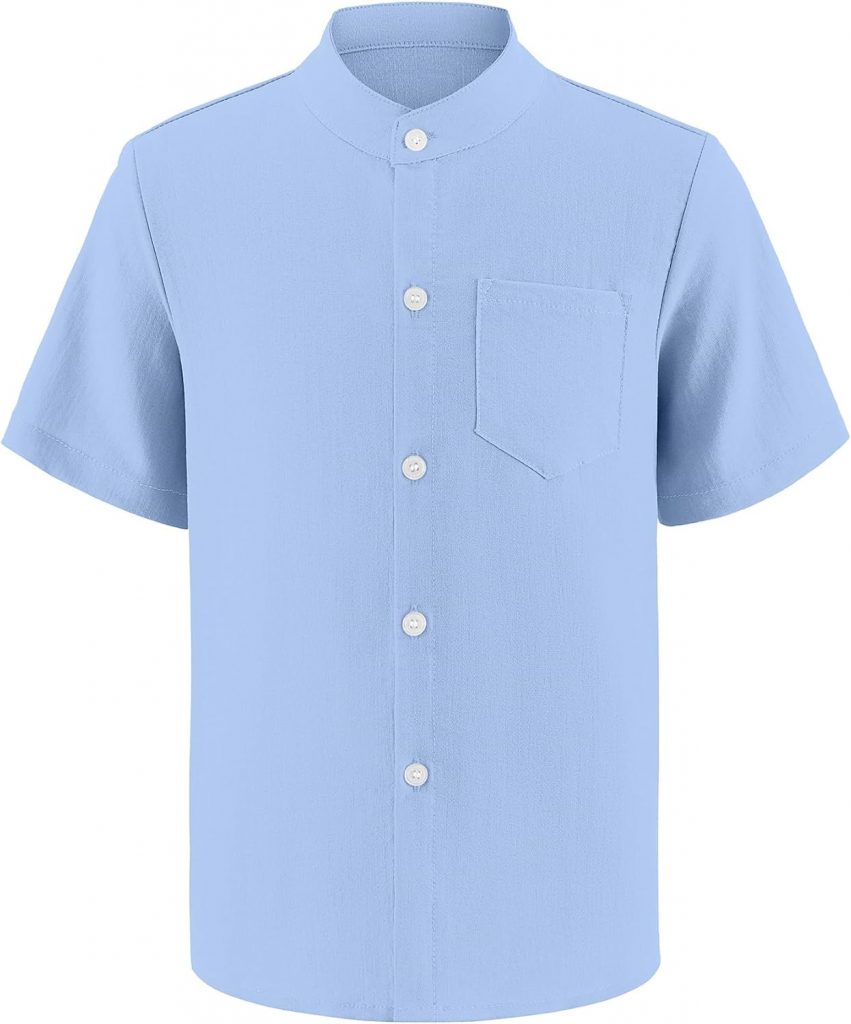 Arshiner Jungen Party Hemd Freizeit Hemd bügelleicht Kurzärm Kinder Student Hemden Freizeithemden Oberteil Top Blue 6-7 Jahre