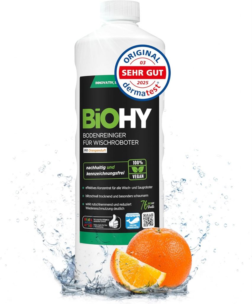BiOHY Bodenreiniger für Wischroboter mit Orangenduft (1l Flasche) Reinigungsmittel Konzentrat für alle Wischroboter…