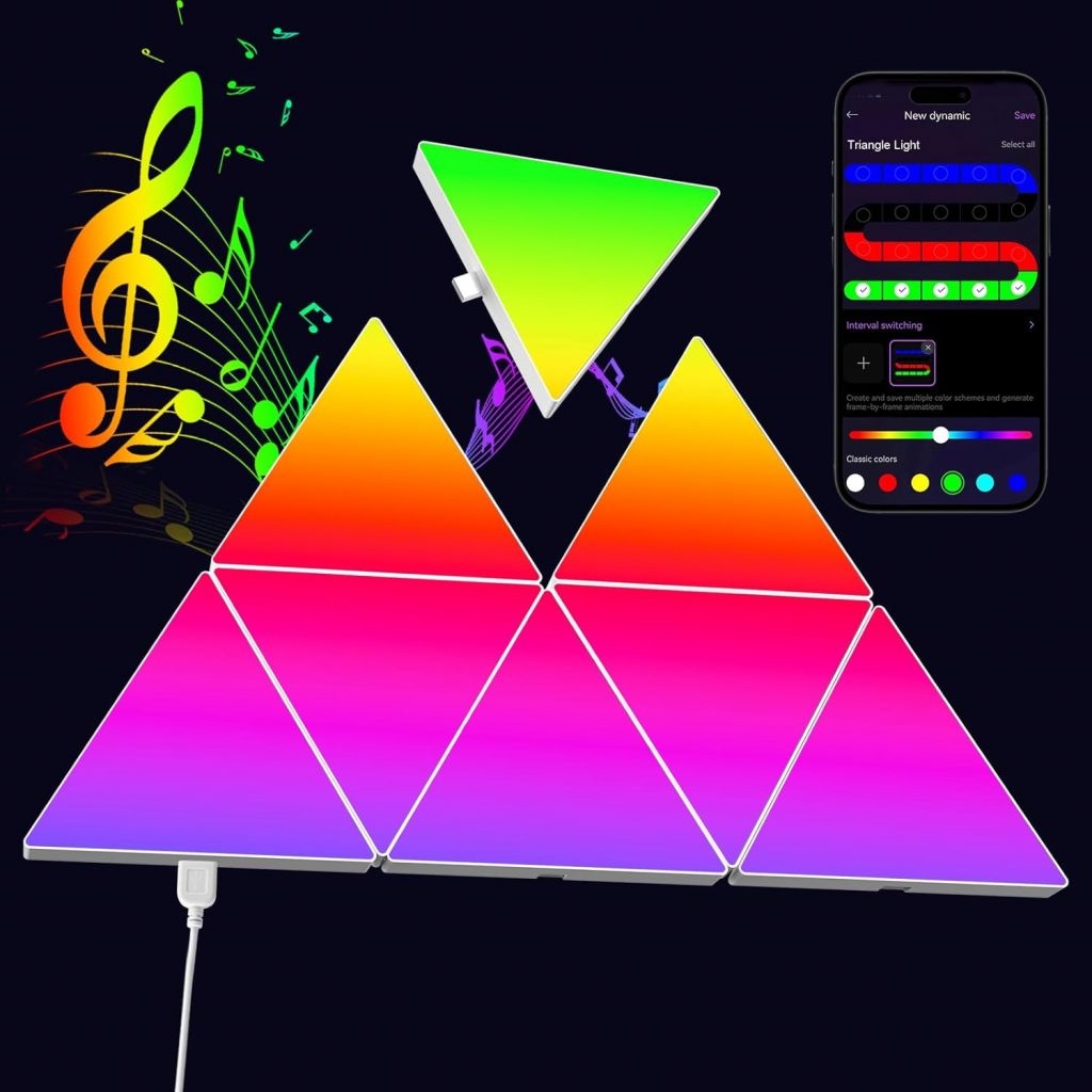 Kangtaixin LED RGB Smarte Triangle Panels – 16 Mio. Farben Wandleuchte mit App-Steuerung, DIY-Lichteffekte, Musik-Synchronisation, Dreieckige LED-Panels für Wanddekoration im Gamer Room (8)25,99€ statt 46,99€➡️ https://www.amazon.de/dp/B0D8TLFHQD/?tag=preisfehlerheute-21