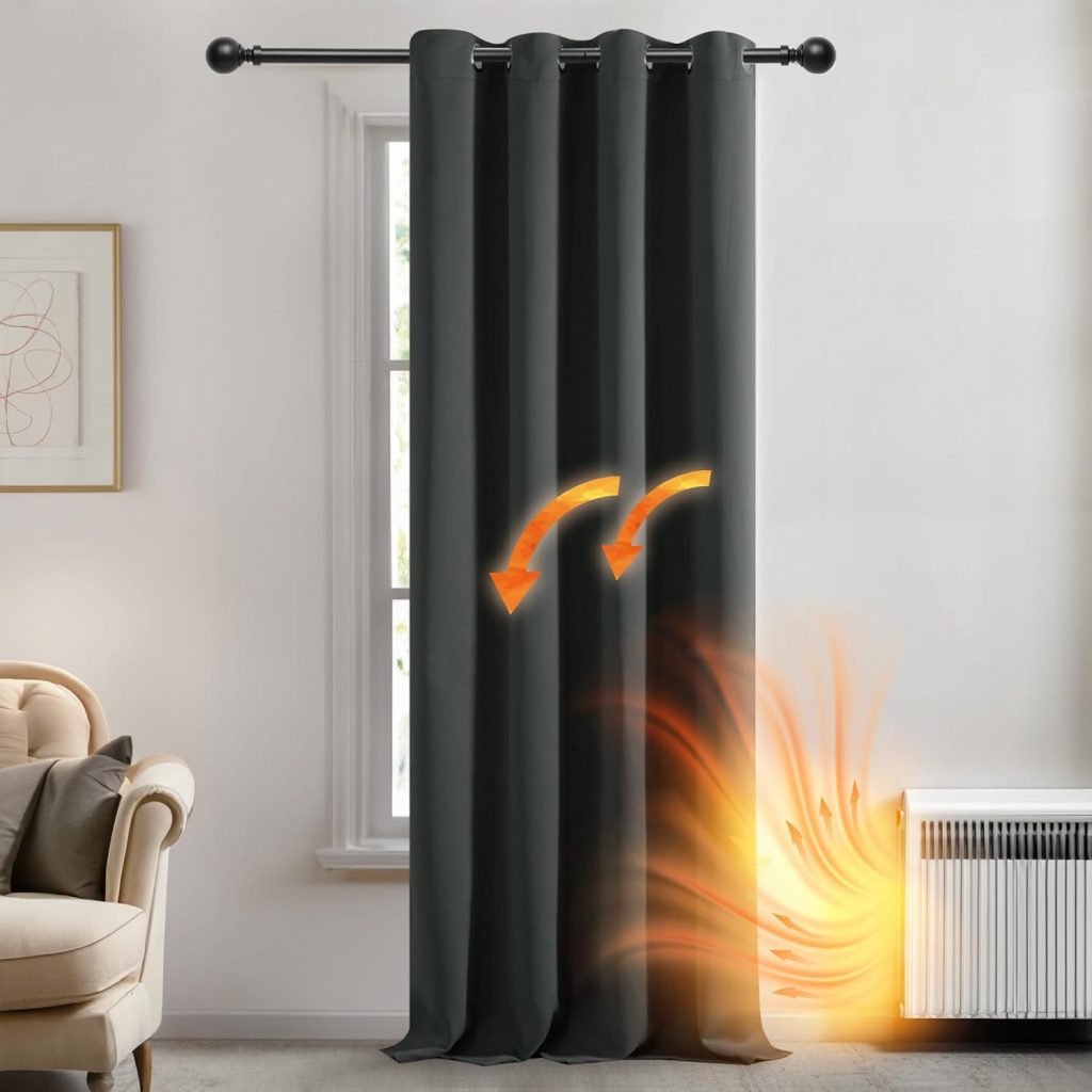 Deconovo Vorhänge Blickdicht Verdunklungsvorhang H214 x B132 cm Gardine mit Ösen Raumteiler Vorhang Wohnzimmer…