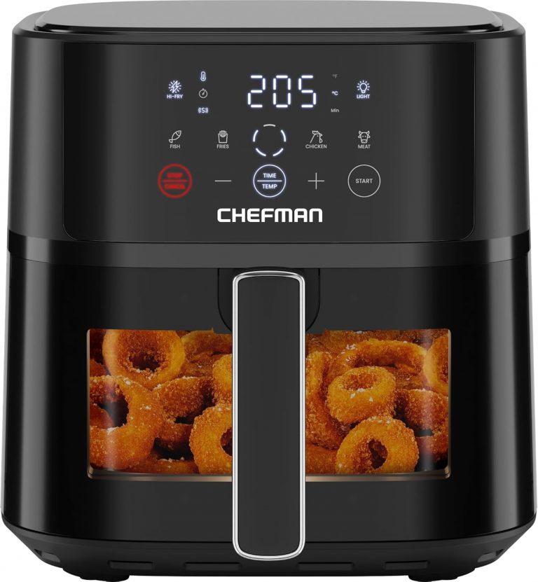 Chefman Heißluftfritteuse - 5,7 L kompakte Heissluftfritteuse, mit Hi-Fry Technologie, Sichtfenster, Touch Controls, antihaftbeschichtet und spülmaschinenfest - Schwarz34.99€ ➡️ https://www.amazon.de/dp/B0DFX5FRRZ/?tag=preisfehlerheute-21