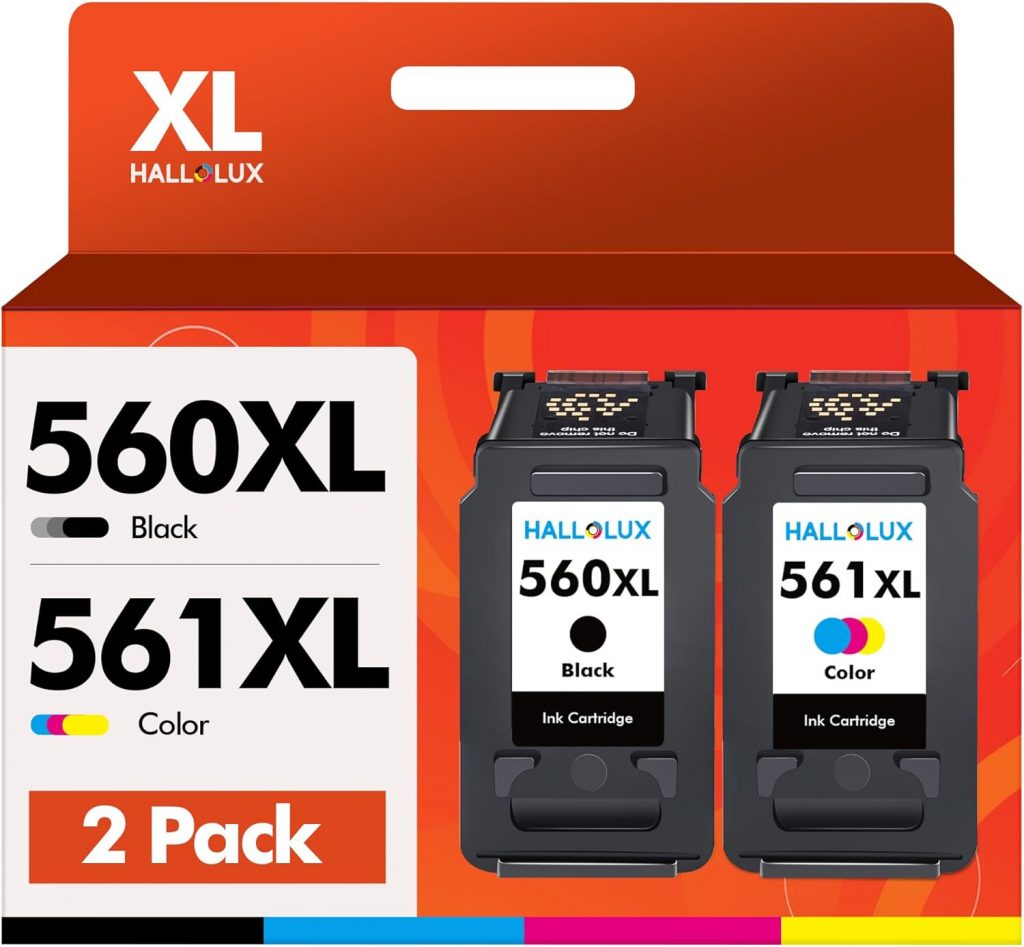 HALLOLUX PG-560XL CL-561XL Druckerpatronen für Canon 560 561 Patronen für Canon Pixma TS5350i Patronen TS5351i TS5350a TS7450A TS7451A TS7450i TS5350 TS7450 TS7451i TS5351 (Schwarz Farbe)