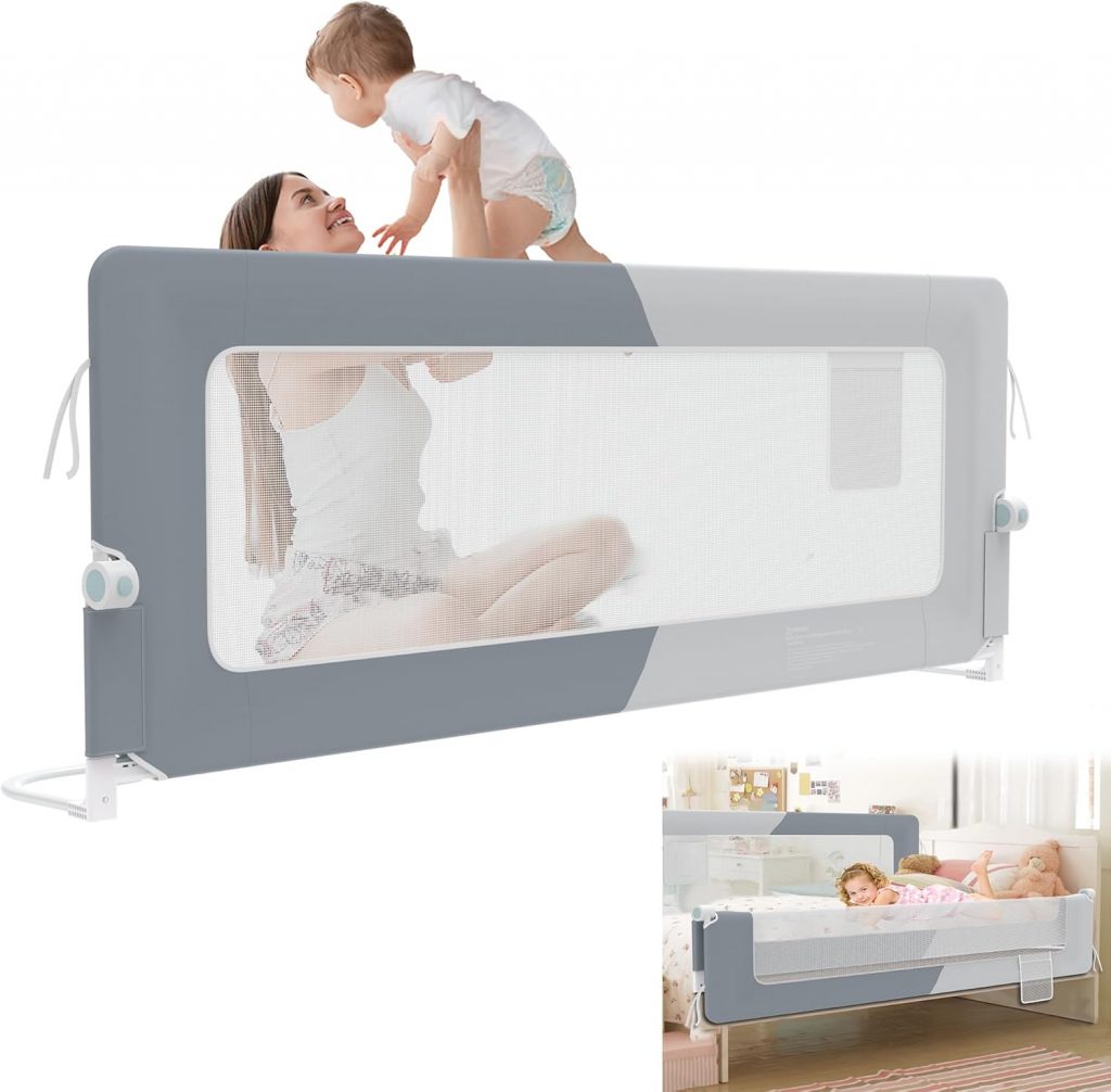 YRHome 200cm Bettgitter Rausfallschutz klappbar 180 Grad drehbar Bettschutzgitter für Kleinkinder luftiges Netz, Höhenverstellbar Rausfallschutz Bett für Kinderbett, Elternbett (Dunkelgrau+Hellgrau)28,89€ statt 33,99€➡️ https://www.amazon.de/dp/B0D9LYM7KY/?tag=preisfehlerheute-21