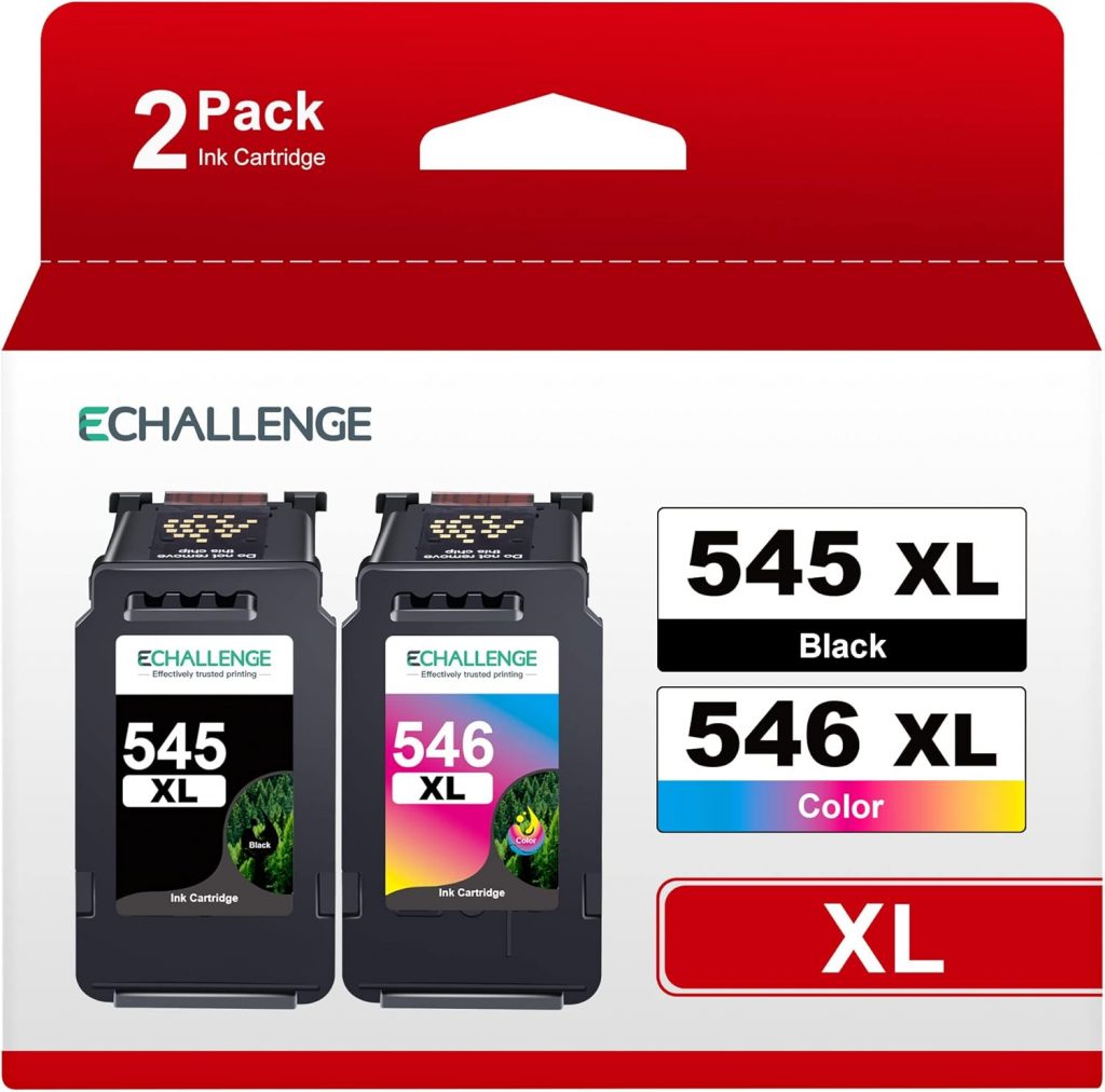 ECHALLENGE PG-545XL CL-546XL für Canon Druckerpatronen 545 546 XL Multipack Patronen für tr4550 Patronen PIXMA MX495 TS3150 TR4551 MX490 MG3050 TS3350 MG2950 MG2550S TS3151 TR4500(1 Schwarz, 1 Farbe)