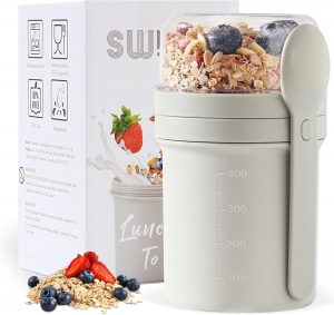 Swkien M&uuml;Slibecher to Go, Joghurtbecher to Go 450ml+250ml, Joghurt to Go Becher mit L&ouml;ffel, M&uuml;sli Becher to Go f&uuml;r M&uuml;sli & Joghurt, Auslaufsicherer M&uuml;sli Cup to Go, Lunchpot(Hellgrau)11,99&euro; statt 16,99&euro;➡️ https://www.amazon.de/dp/B0DNS4CSPW/?tag=preisfehlerheute-21