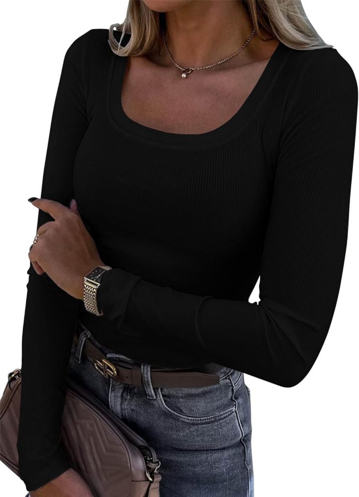 Kapoohott Langarmshirt Damen Eng Elegant Oberteile Longsleeve Damen Herbst Basic Shirt Langarm Sexy Casual Tops U-Ausschnitt9.99€ Code: 2JM49GER (🛒 an der Kasse eingeben)➡️ https://www.amazon.de/dp/B0D9B9TP82/?tag=preisfehlerheute-21