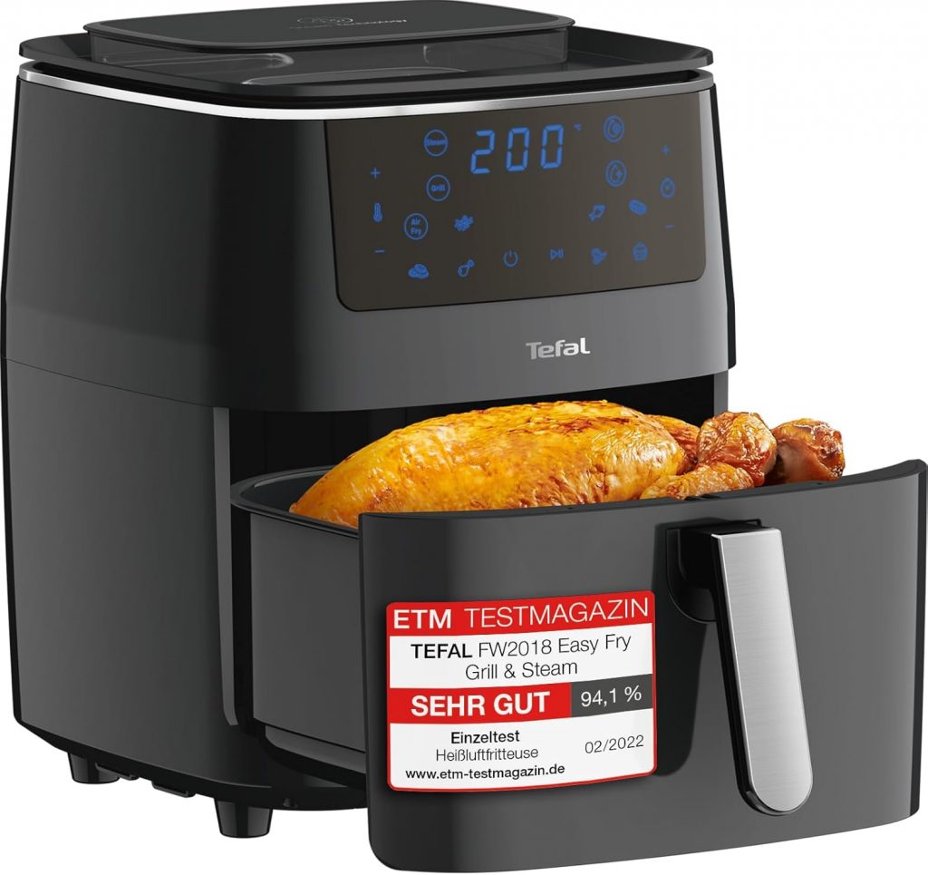 🤴 Tefal Easy Fry Grill & Steam Heißluftfritteuse, 3-in-1 (Air Fryer, Grill und Dampfgarer), 7 automatische Programme, 6,5 Liter, energiesparend, gesunde Friteuse ohne Öl, schwarz, FW2018139,29€ statt 219,00€ – 37,0 🔥🚚 Verkauft durch Amazon und Versand durch Amazon890 Bewertungen: 4.4 / 5.0 ⭐️⭐️⭐️⭐️🛒 zu Amazon https://www.amazon.de/dp/B09DLBDHKH/?th=1&tag=preisfehlerheute-21#038;psc=1&tag=preisfehlerheute-21