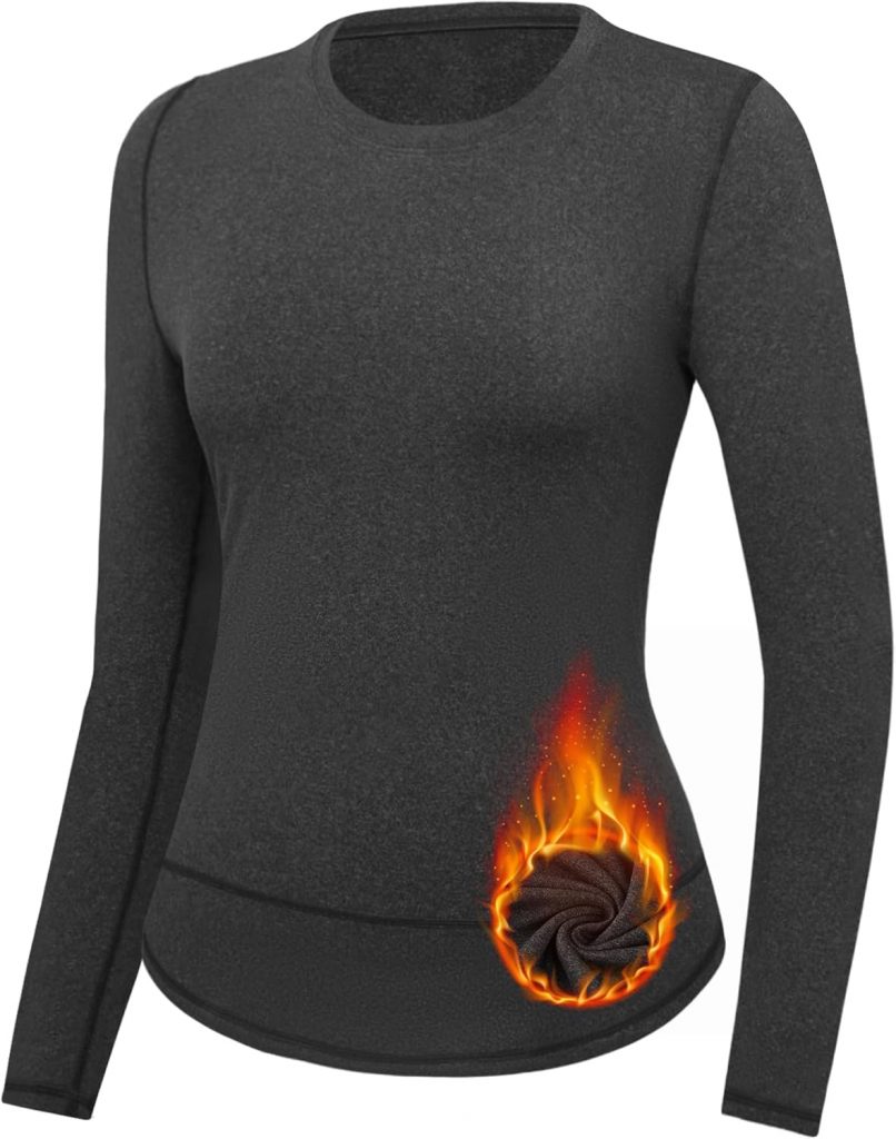 Gyabnw Thermo Langarmshirt Damen Unterziehshirt Oberteil Langarm Funktionsunterwäsche Sportshirt Laufshirt Top Casual