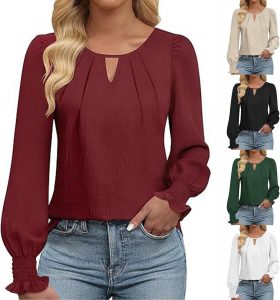 T-Shirts Damen Langarm, Spitzen Hemdbluse V-Ausschnitt Bluse Chiffon Anti Falten Arbeit Shirts Plissee Oberteil, Rüschenbündchen Elegante Lässige Langarmshirt Tunika Hemd13,99€ statt 27,99€➡️ https://www.amazon.de/dp/B0GJD2TX6S/?tag=preisfehlerheute-21