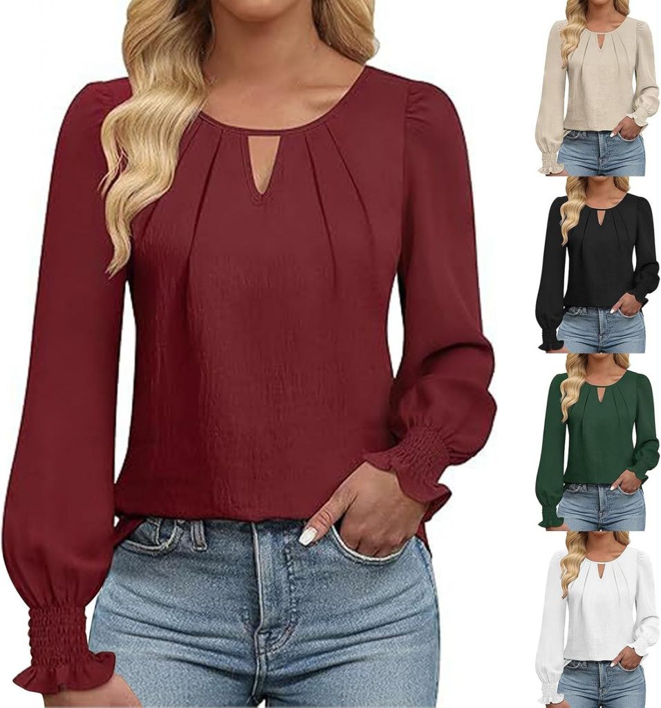 T-Shirts Damen Langarm, Spitzen Hemdbluse V-Ausschnitt Bluse Chiffon Anti Falten Arbeit Shirts Plissee Oberteil, Rüschenbündchen Elegante Lässige Langarmshirt Tunika Hemd13,99€ statt 27,99€➡️ https://www.amazon.de/dp/B0GJD2TX6S/?tag=preisfehlerheute-21