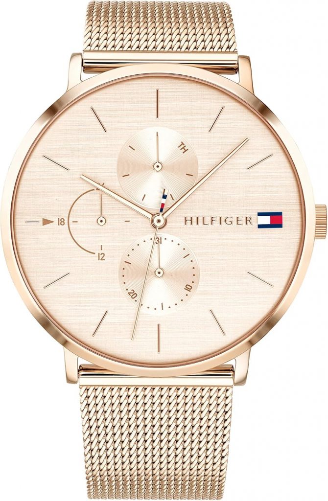 Tommy Hilfiger Damen Multifunktions-Quarz-Uhr – 3 Hilfszifferblätter, Wasserdicht bis 3ATM mit Leder- oder…