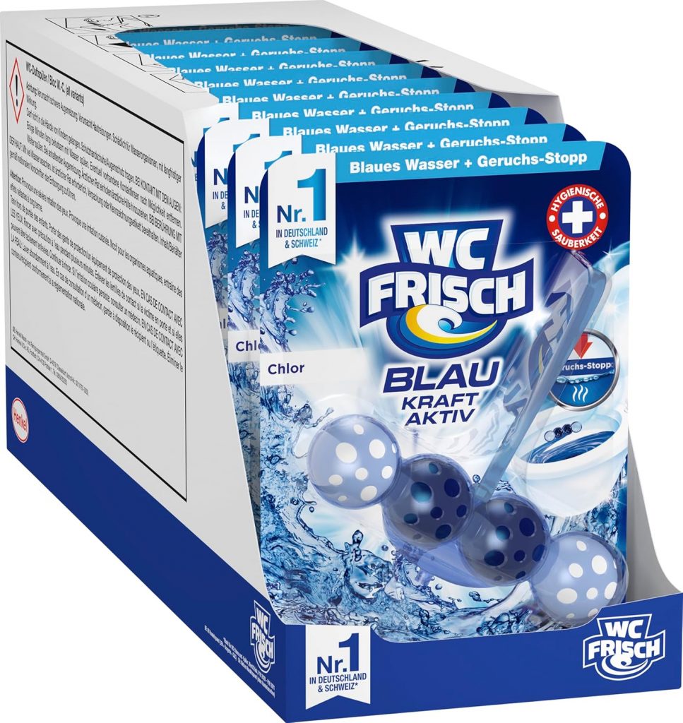 WC FRISCH Kraft Aktiv Blauspüler Chlor (10er Pack), WC Reiniger mit innovativer Geruchs-Stopp-Formel, Duftsteine für extra Frische und eine sichtbare Reinigung11.81€ statt 20.90€➡️ https://www.amazon.de/dp/B089DQRYPY/?tag=preisfehlerheute-21