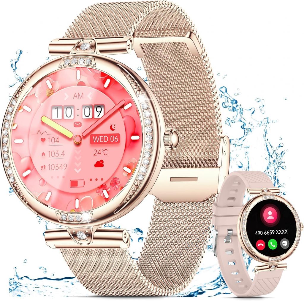 Smartwatch Damen mit Telefonfunktion 1.19" AMOLED Touchscreen IP68 Diamond Smart Watch mit 24H Pulsuhr Menstruationszyklus 120+ Sportmodi Schrittzähler Kalorien Fitness Tracker iOS Android (Rosegold)9.99€ ➡️ https://www.amazon.de/dp/B0DNF3J7PS/?tag=preisfehlerheute-21