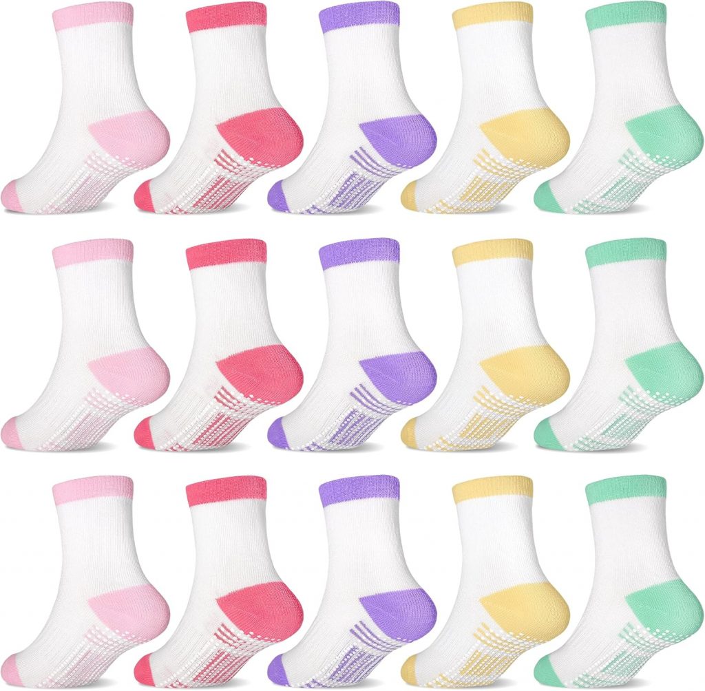GRPSKCOS Stoppersocken Mädchen 15 Paar Rutschsocken Baby ABS Socken Kinder Antirutschsocken für 0-7 Jahre Mädchen(#1…