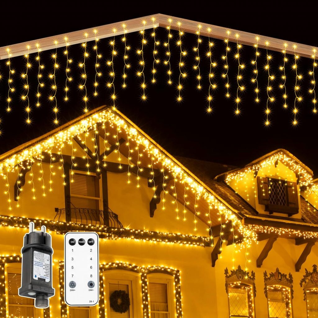 MAGGIFT 10M 400 LED Eisregen Lichterkette Außen Innen, Weihnachtsbeleuchtung Außen mit Fernbedienung/Timer/8…
