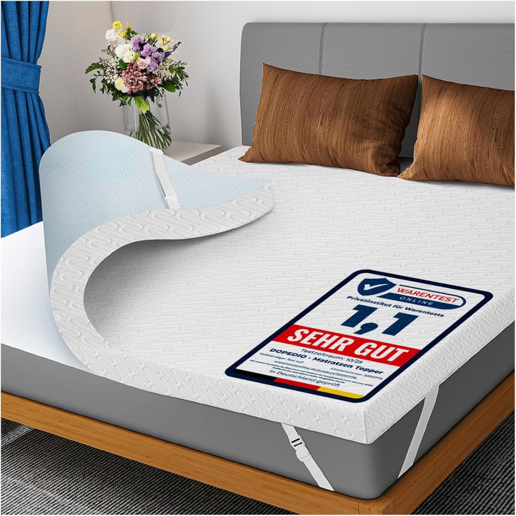 DOPEDIO 7,5cm Gel Memory Foam Matratzen Topper Weiche Matratzenauflage mit Öko-TEX® 100 Zertifizierung, Waschbarer Bezug für Boxspringbett und Schlafsofa (140x200cm, Weiß)
