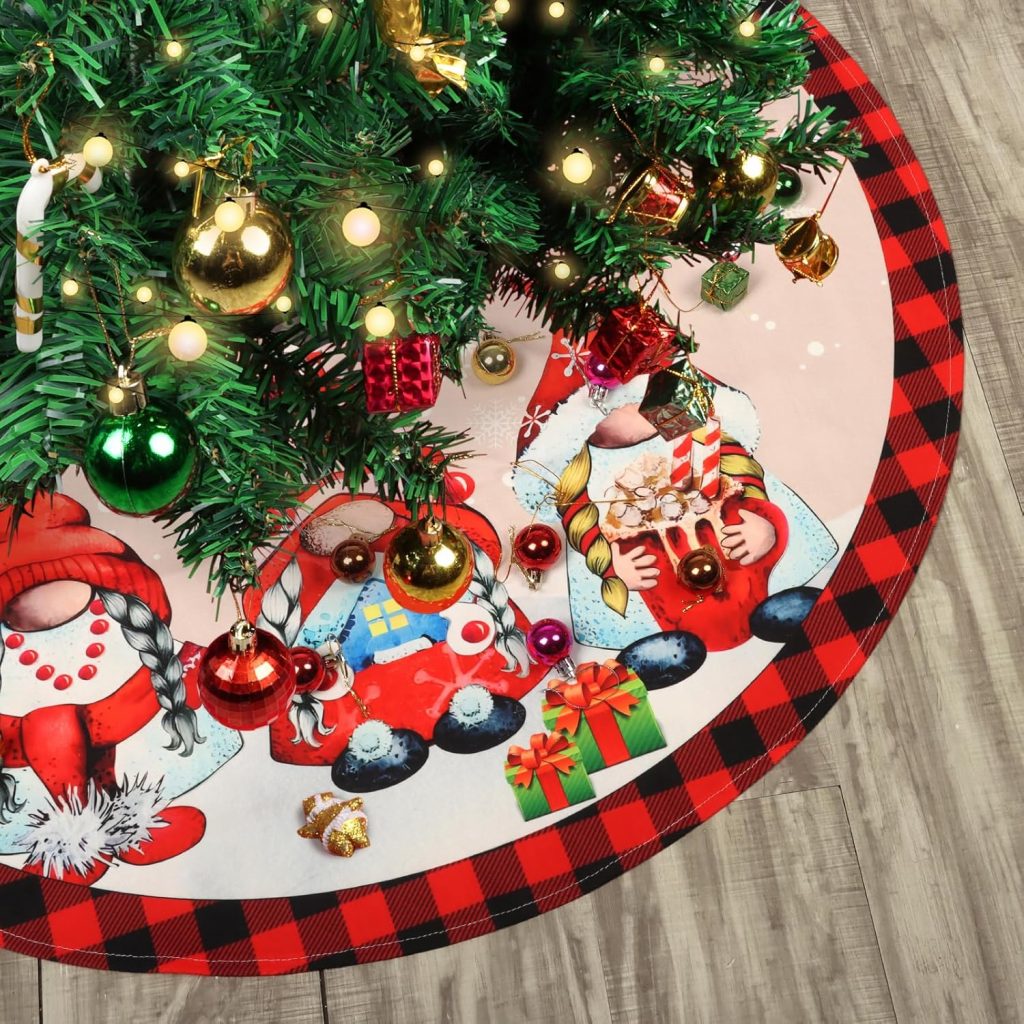 Figarge Weihnachtsbaumdecke Rund Großer Weihnachtsbaum Rock für Weihnachtsbaum Deko, Weihnachtsbaumrock Handwerk…