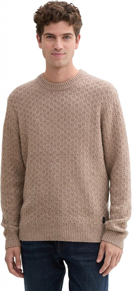 TOM TAILOR Herren 1044537 Pullover, 36976-Parasol Brown Multicolor Neps, XL