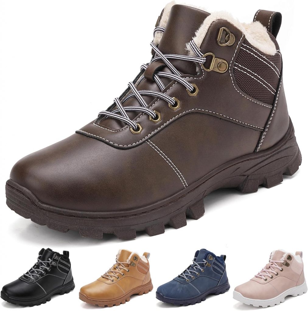 ricema Winterschuhe Herren Warme Gefütterte Winterstiefel Damen Wasserabweisend Wanderschuhe Warm Gefüttert Schneestiefel Winter OutdoorBoots Stiefel Rutschfest Leicht Unisex,Dunkelbraun 39 EU