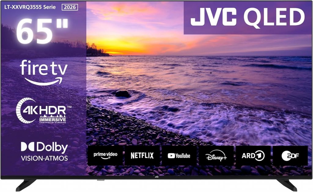 🤴 JVC Fernseher 65 Zoll Fire TV 4K QLED Smart TV mit Dolby Vision HDR, Dolby Atmos, Alexa Sprachsteuerung und Triple Tuner, UHD Fernseher LT-65VRQ3555 (2026)499,99€ statt 649,99€ - 24,00 % 🔥🚚 Verkauft durch Amazon und Versand durch Amazon245 Bewertungen: 4.2 / 5.0 ⭐️⭐️⭐️⭐️🛒 zu Amazon https://www.amazon.de/dp/B0FSDQ93VV/?amp%3Btag=preisfehlerheute-21&%3Bamp%3Bth=1&%3Bamp%3Bpsc=1&tag=preisfehlerheute-21