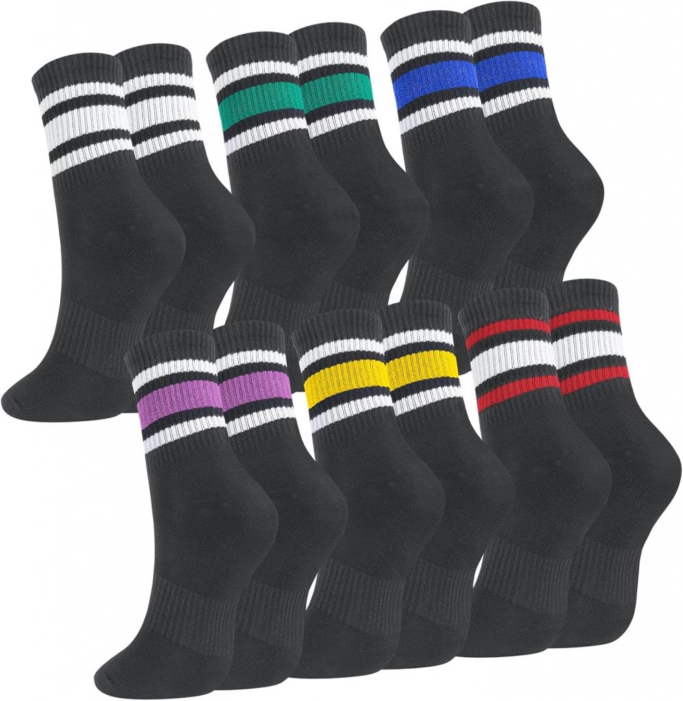taonganui 6 Paare Socken Damen Sportsocken 38-42 Tennissocken Lange Baumwollsocken Sport Socken mit Streifen Tennis…