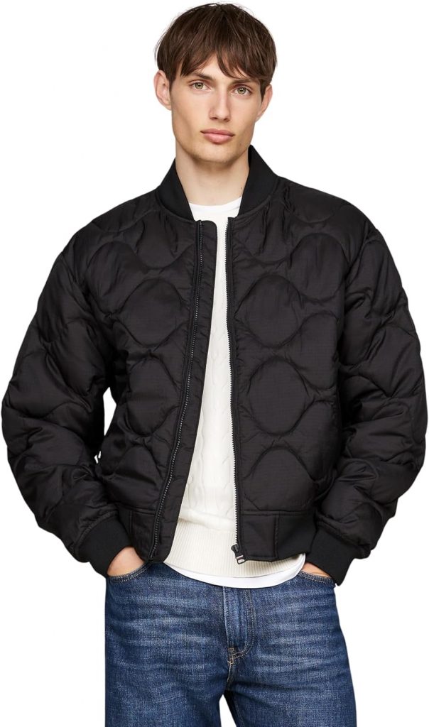 Tommy Hilfiger Herren Steppjacke Onion Quilted Bomber Übergangsjacke, Schwarz (Black), L
