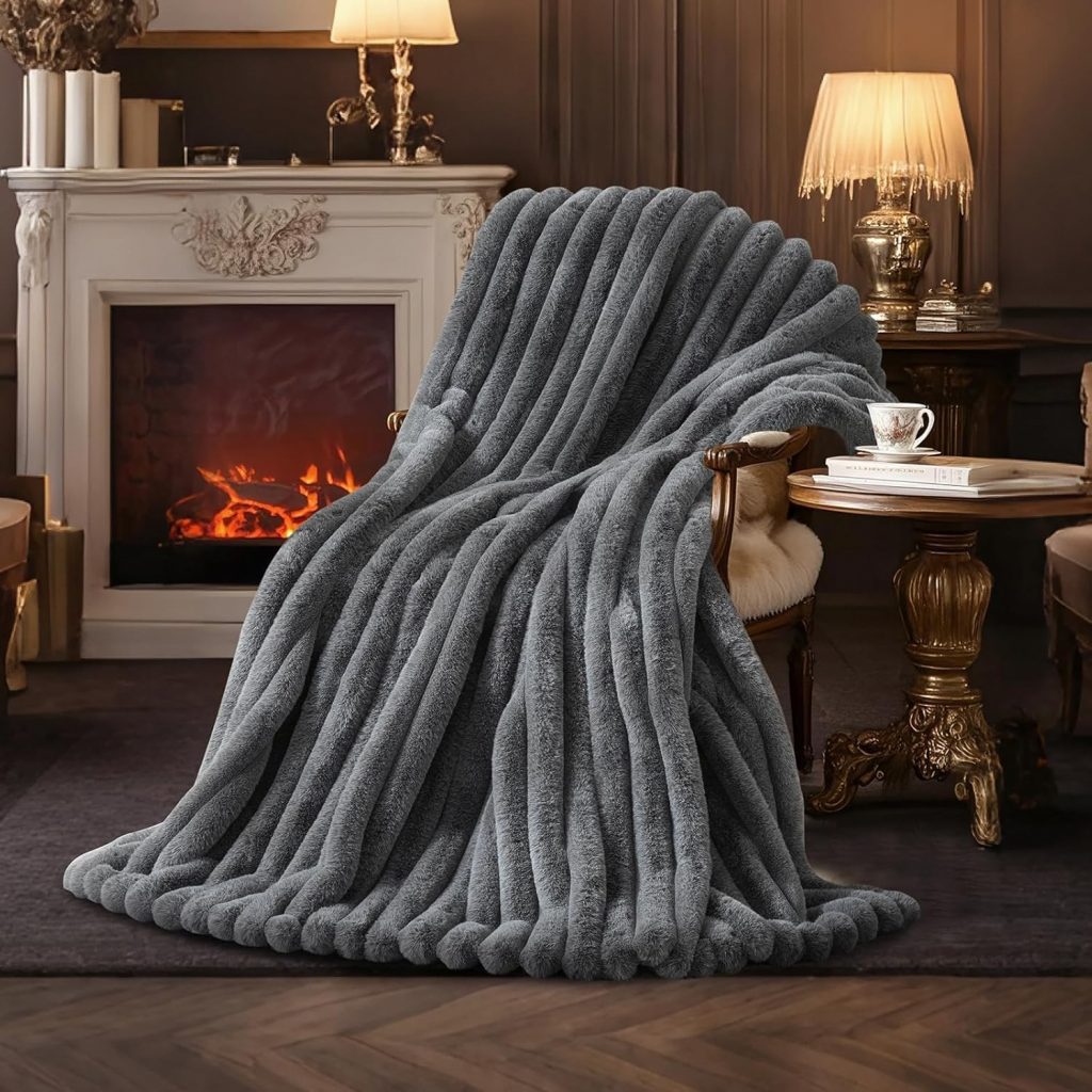 Lanqinglv Kuscheldecke Flauschig Decke Grau,Dicke Kuscheldecke Plüsch Flanell Decke,Weiche Warme Winter Couchdecke Überwurfdecke Sofadecke Tagesdecke Für Bett Couch,130×150 cm
