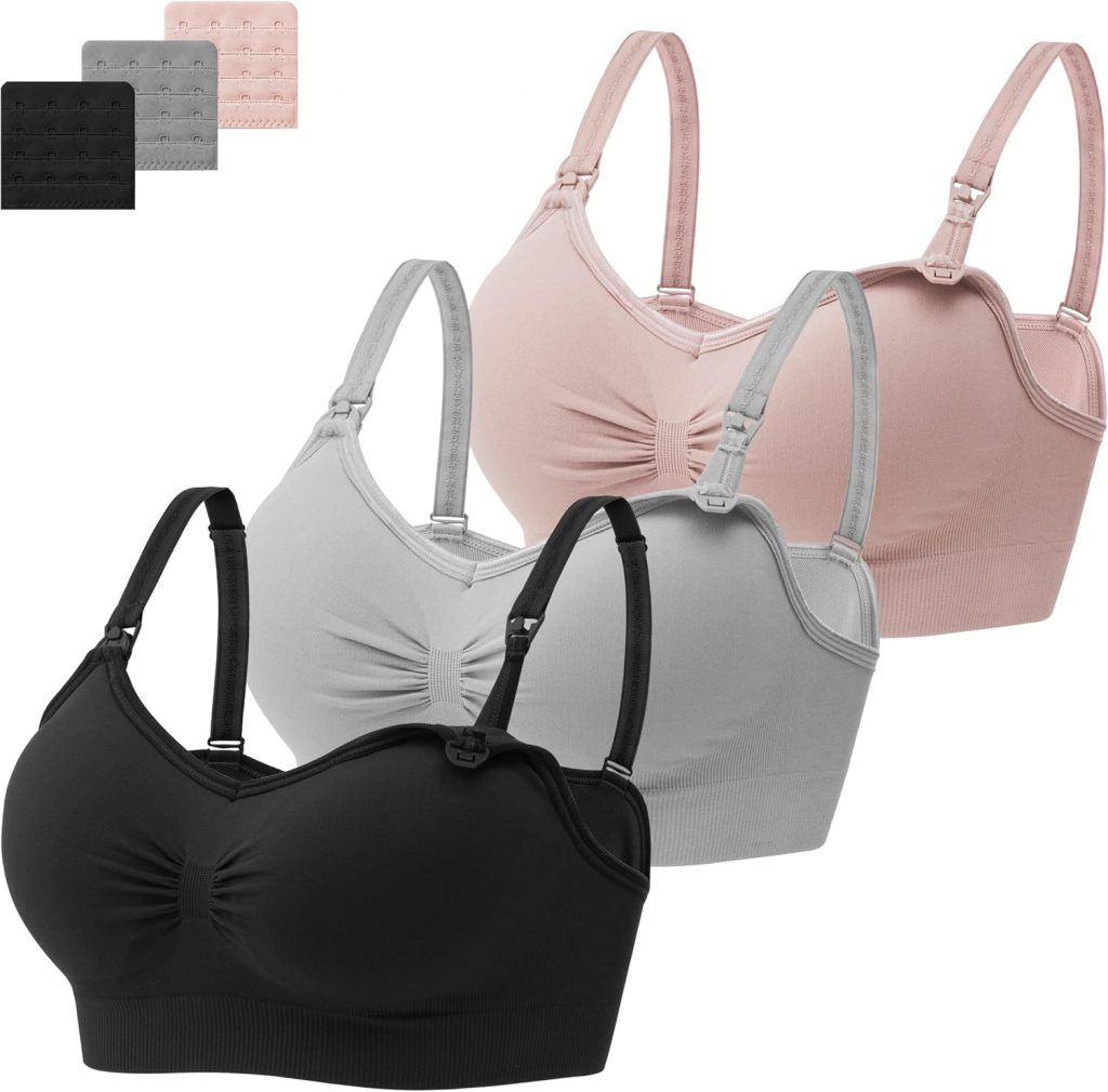 HBselect 3 Pcs Schwangerschafts Still BH Nahtloser Still-BH mit zusätzlichen BH-Verlängerungen Stillen und Schlaf Ohne Bügel für Damen Schwarz Grau Rosa S9.99€ ➡️ https://www.amazon.de/dp/B0CG8Q7KGF/?tag=preisfehlerheute-21
