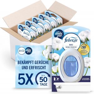 Febreze Bad Lufterfrischer, Reine Frische, 5 Stück, Kontinuierliche Geruchsbekämpfung und -verhinderung für Badezimmer10.19€ ➡️ https://www.amazon.de/dp/B0CQMJJFH9/?tag=preisfehlerheute-21