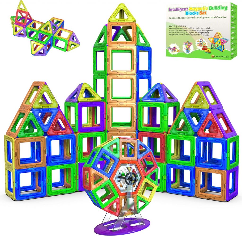 Magnetische Kachel-Bausteine Spielzeug – STEM Pädagogische Magnetblöcke für Kinder, Kreatives Vorschul-Lernen…