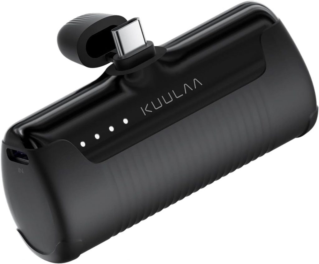 Kuulaa Power Bank USB C 4500mAh, Mini Externer Akku, Schnelles Aufladen Type C Powerbank ohne Kabel, klein Aber stark Handy Tragbares Ladegeräte Kompatibel mit Samsung, Huawei, USB C-Handys