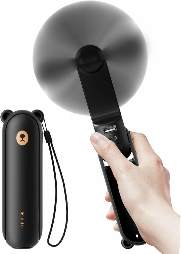 JISULIFE Handventilator Mini Ventilator 3 IN 1, mit 4500 mAh Powerbank USB Akku Klein, Batteriebetrieben Max 37 Hrs…