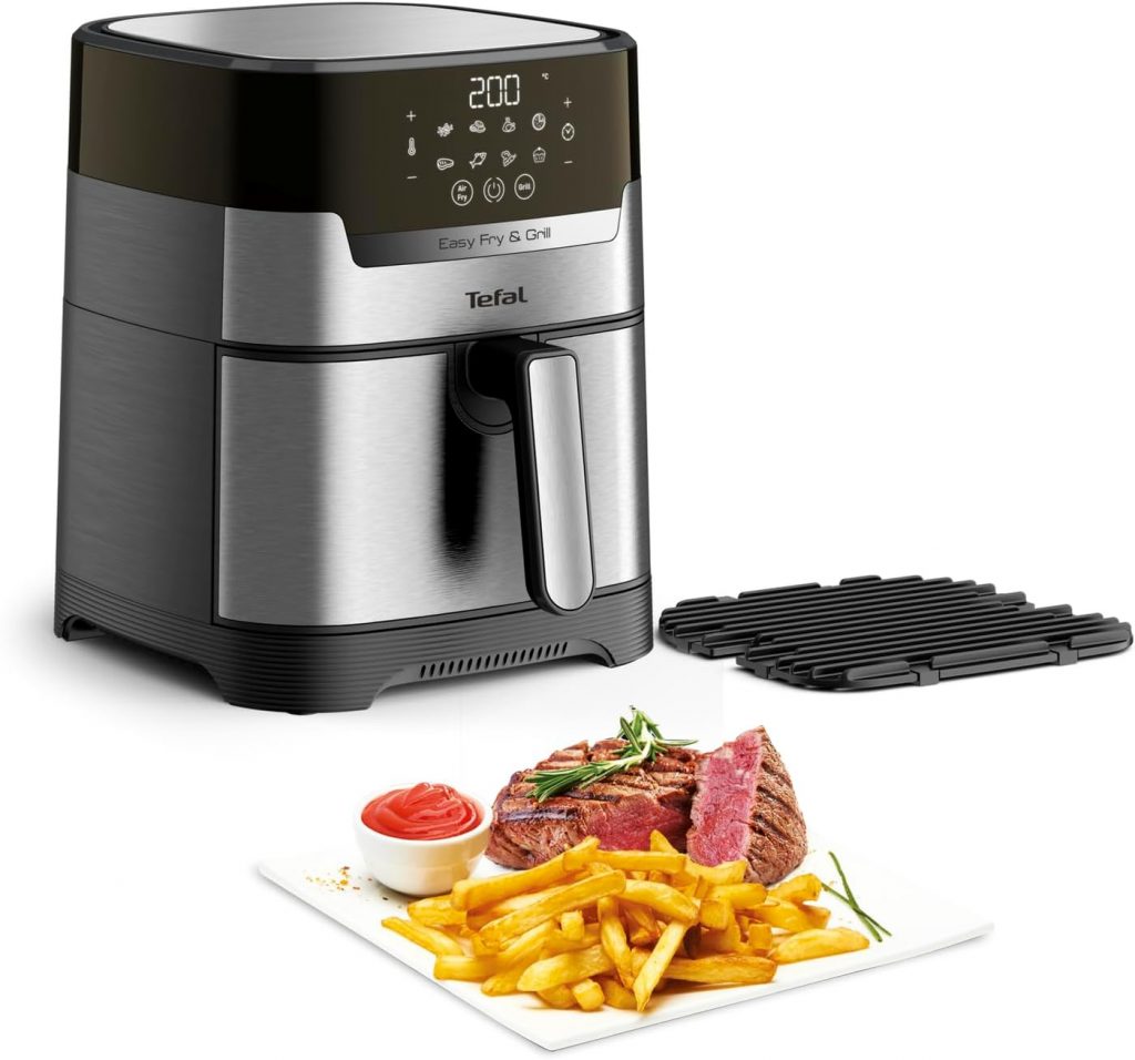 🤴 Tefal Easy Fry & Grill Heißluftfritteuse, 2-in-1 Technologie Air Fryer und Grill, Digitales Display, 4,6 Liter für 6 Portionen, 8 Kochprogramme, energiesparend, ohne Öl, Edelstahl, XL Volumen, EY505D94,99€ statt 139,90€ - 33,00 % 🔥🚚 Verkauft durch Amazon und Versand durch Amazon616 Bewertungen: 4.6 / 5.0 ⭐️⭐️⭐️⭐️⭐️🛒 zu Amazon https://www.amazon.de/dp/B09DL9JY4G/?amp%3Btag=preisfehlerheute-21&%3Bamp%3Bth=1&%3Bamp%3Bpsc=1&tag=preisfehlerheute-21
