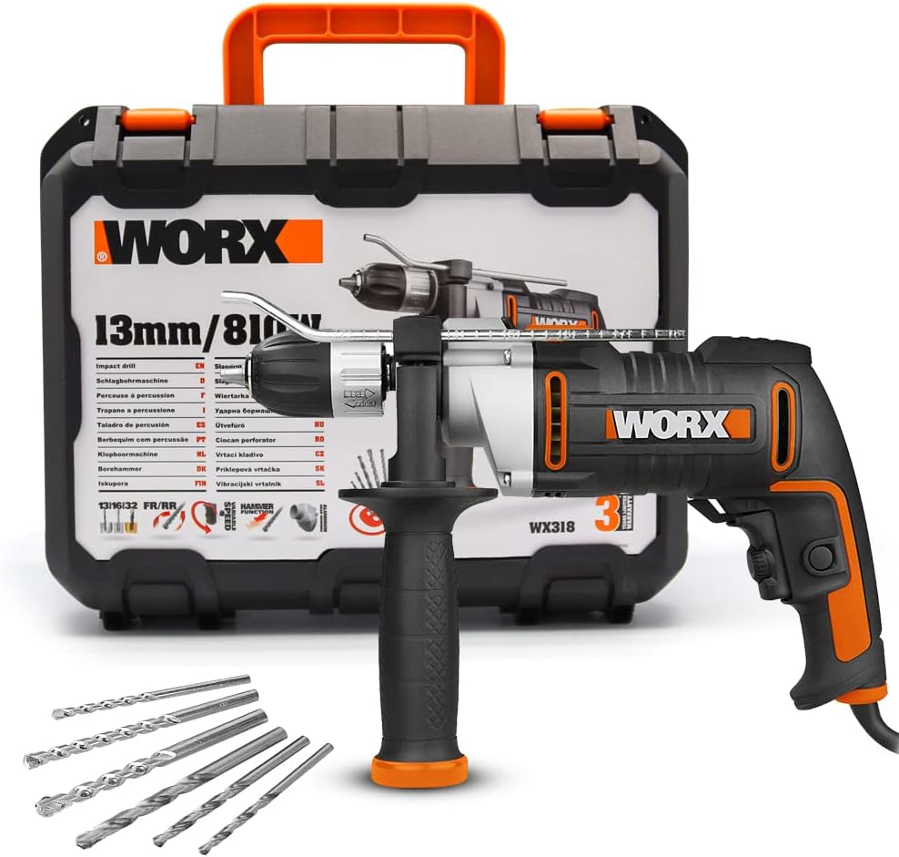 WORX WX318 Schlagbohrmaschine 810W mit robustem Metall-Getriebegehäuse, stufenloser Drehzahlregulierung, Tiefenanschlag, Schnellspannbohrfutter uvm. – Exaktes Bohren in Holz, Beton & Stahl55,20€ statt 64,95€➡️ https://www.amazon.de/dp/B01A5VQL9M/?tag=preisfehlerheute-21