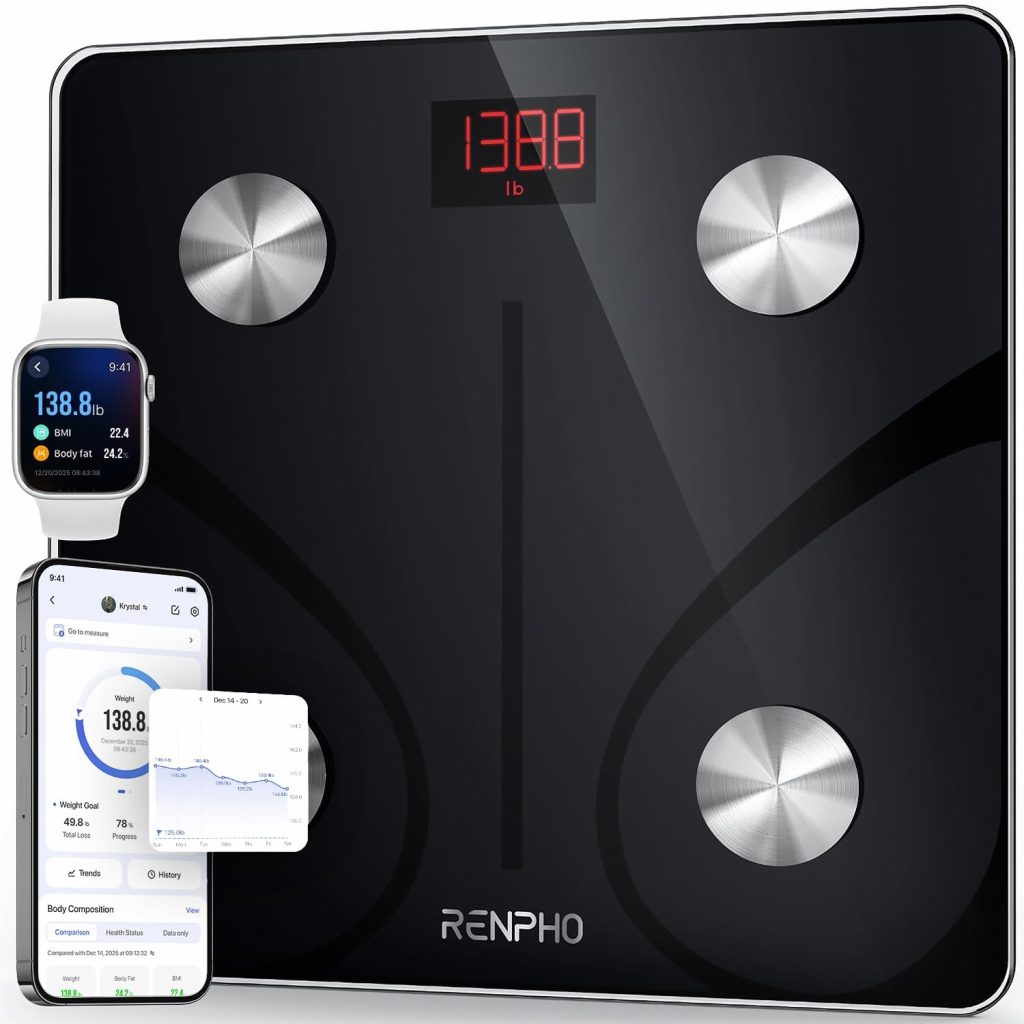 RENPHO Personenwaage Körperfettwaage, Waage Personen mit App 180 kg/400 lbs, Körperwaage Digital Bluetooth Körperanalysewaage für Körperfett, BMI, Muskelmasse, Protein, BMR, Schwarz,Elis 119,99€ statt 39,99€➡️ https://www.amazon.de/dp/B01N1UX8RW/?tag=preisfehlerheute-21