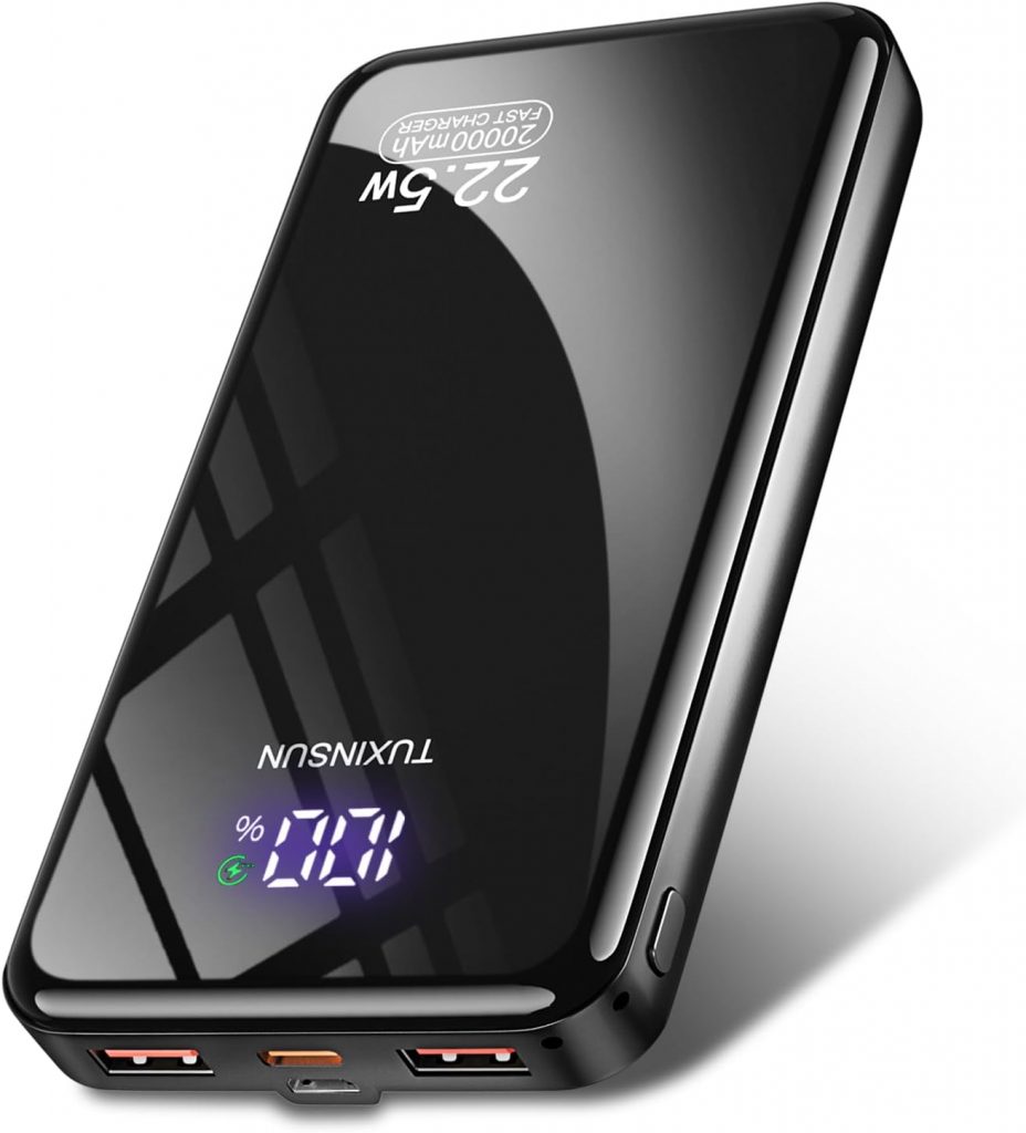 Powerbank, 22,5 W, 20.000 mAh, externer Akku, Schnellladung, tragbarer Akku PD3.0 QC4.0, Powerbank USB C Input & Output mit LCD-Display, kompatibel mit Smartphones, Smartwatches usw. (schwarz)9,99€