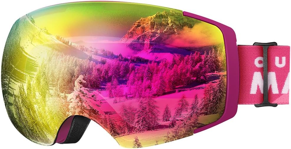 OutdoorMaster Skibrille PRO – Rahmenlos, austauschbare Gläser, 10 UV400-Schutz, Schneebrille für Damen und Herren…