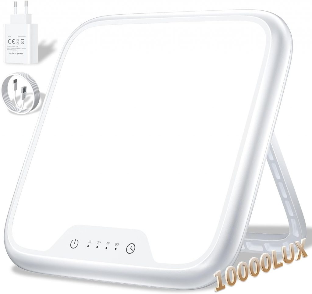 AJVV Tageslichtlampe, 10000 Lux Lichttherapielampe für Depressionen, Sonnenlicht Lampe mit Stufenlose Helligkeit, 4 Timer Einstellung, Memory Funktion, LED-Technologie Sunlight Lamp für Gute Laune9.99€ ⚡️ Blitzangebot nutzen➡️ https://www.amazon.de/dp/B0F6CX3CQ3/?tag=preisfehlerheute-21