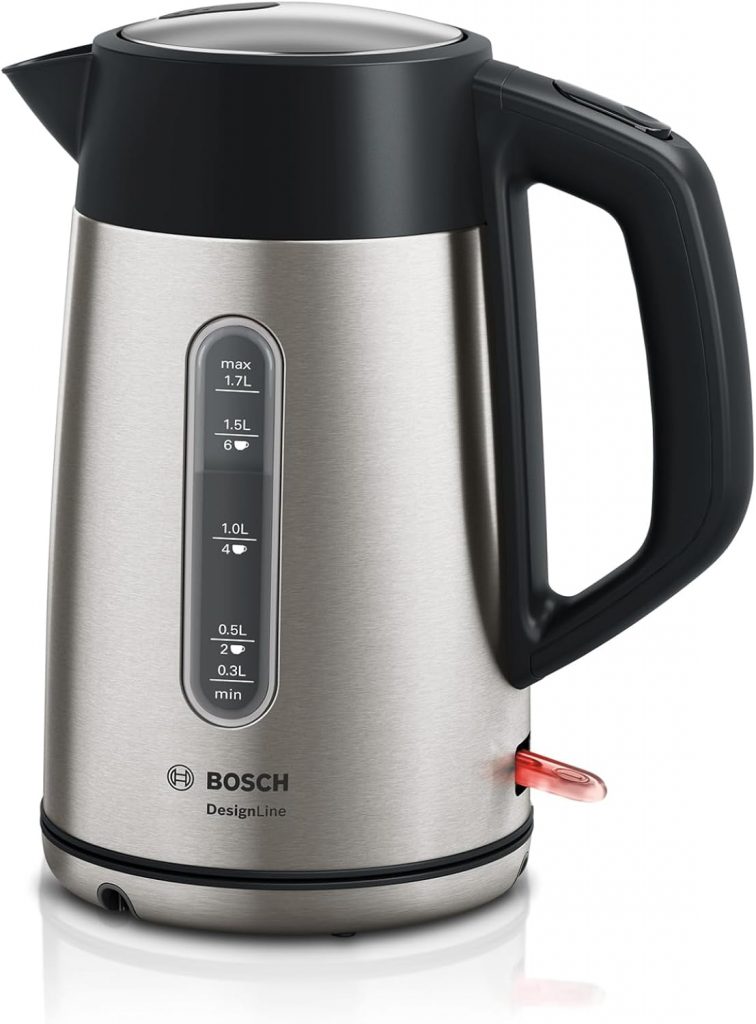 Bosch kabelloser Wasserkocher DesignLine TWK4P440, Ausgießen ohne Spritzer, Tassenanzeige, Wasserstandsanzeige, Überhitzungsschutz, 1,7 L, 2400 W, Edelstahl/schwarz34,99€ statt 64,99€➡️ https://www.amazon.de/dp/B07WPHDFNR/?tag=preisfehlerheute-21
