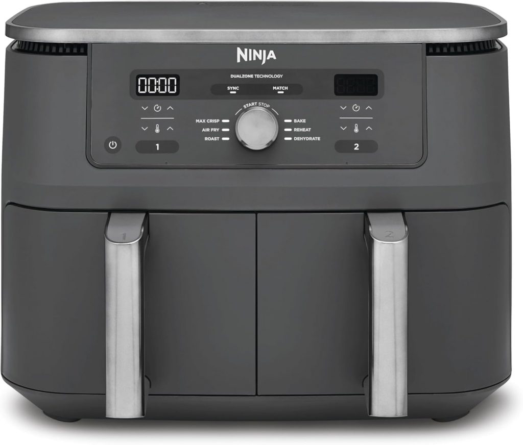 Ninja Dual Zone Digital Air Fryer, 2 Schubladen, 6-in-1, Heißluftfritteuse, 9,5L, Heißluft-Frittieren, Max Crisp…