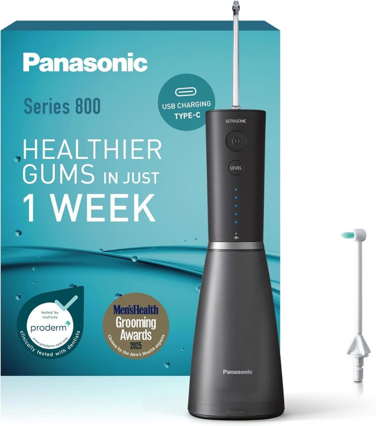 Panasonic Series 800 Ultraschall-Munddusche EW-DJ86-K503, Zahndusche, Munddusche kabellos, 200 ml, 1 Ultraschall- & 1 kieferorthopädische Düse, 5 Wasserdruckstufen, Reisezubehör, USB-C-Ladung,Schwarz84,99€ statt 119,00€➡️ https://www.amazon.de/dp/B0D41PRPZN/?tag=preisfehlerheute-21