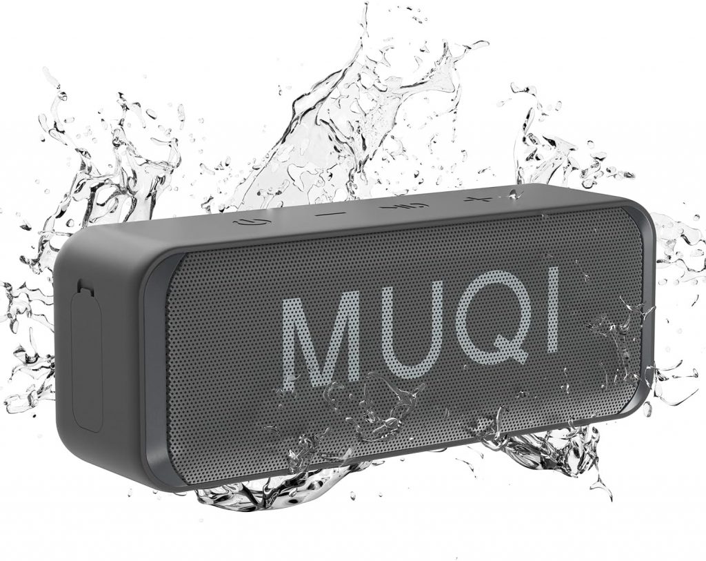 MUQI Bluetooth Lautsprecher, Musikbox mit IPX7 Wasserdicht,kabelloser Boxen 10W Stereo Sound intensiver Bass,24…